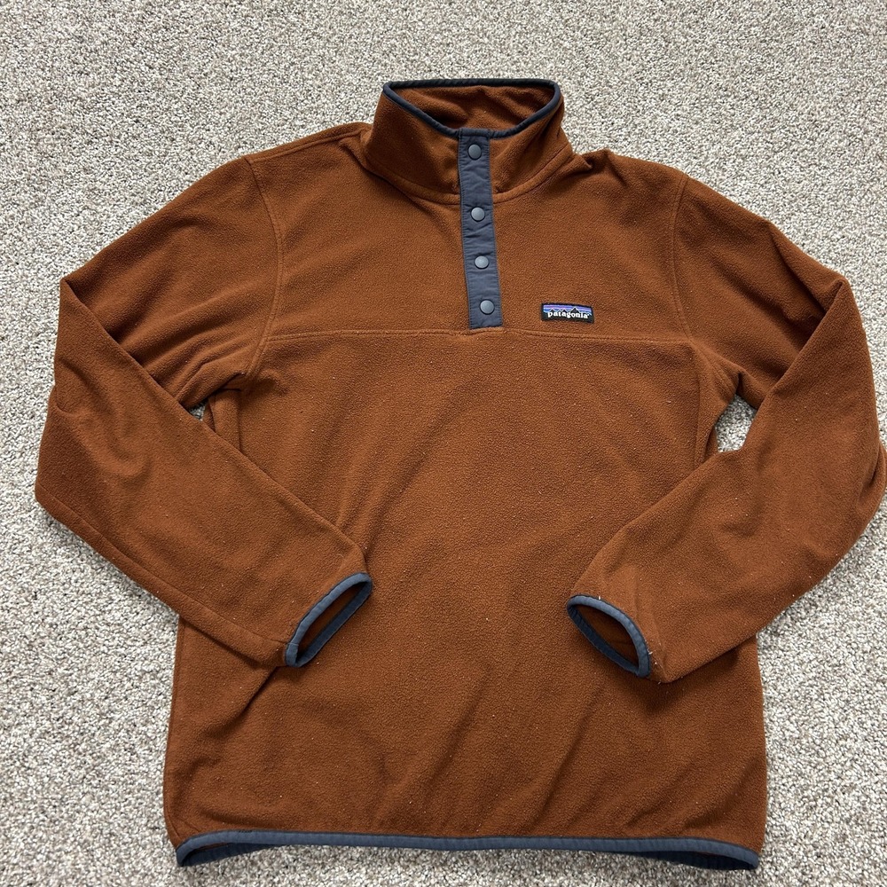 Patagonia Jacket Mens Small Brown Fleece Snap Pullover Outdoor Hiking Casual